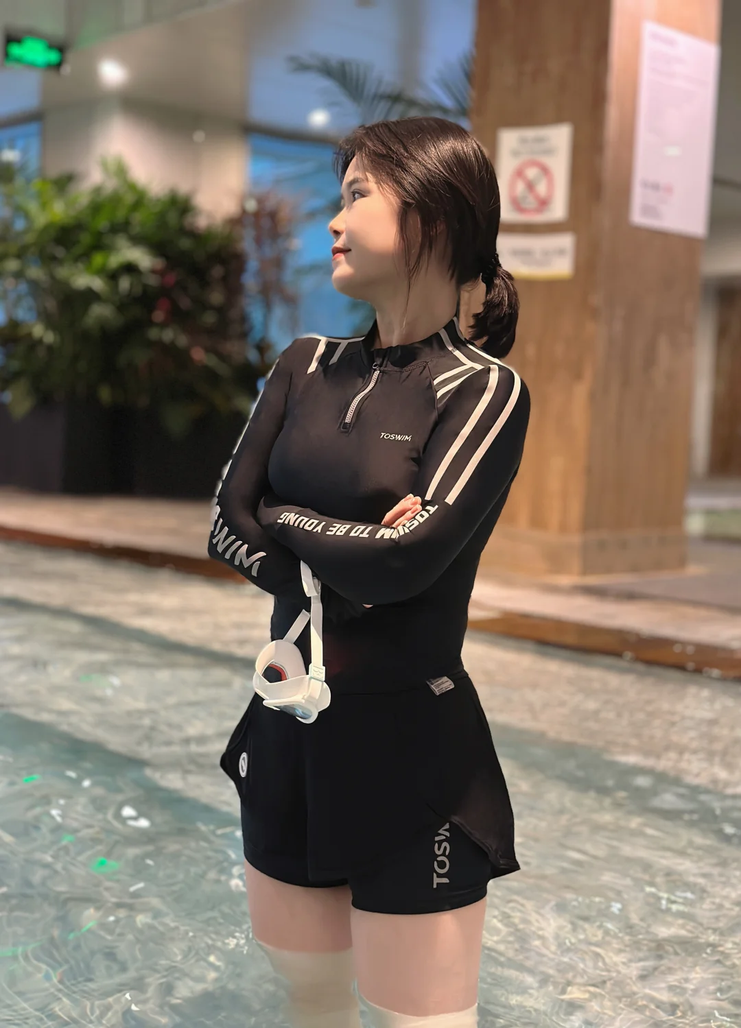 冬天❄️游泳训练｜黑色显瘦泳衣穿搭～