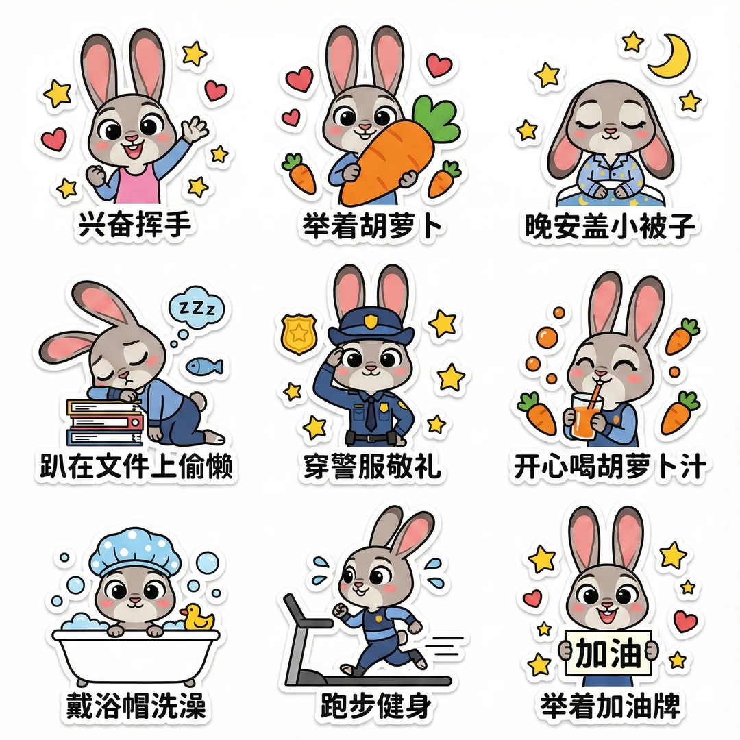 被萌晕啦💖分享9款疯狂动物城表情包~