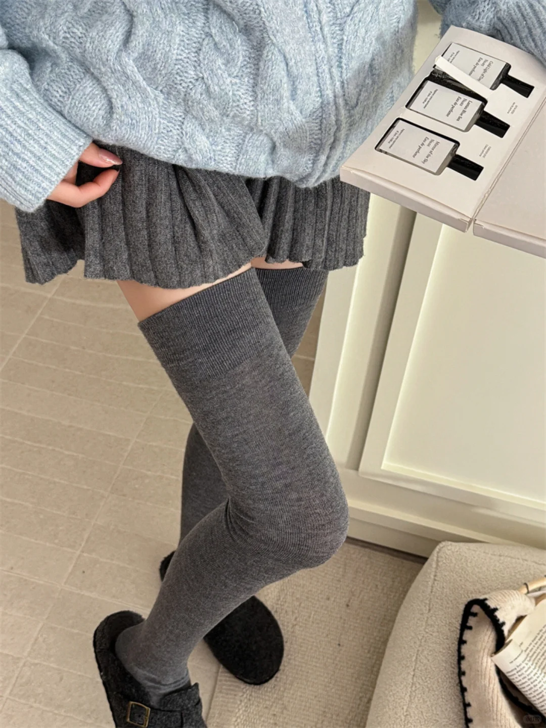 蚕丝羊毛过膝袜～