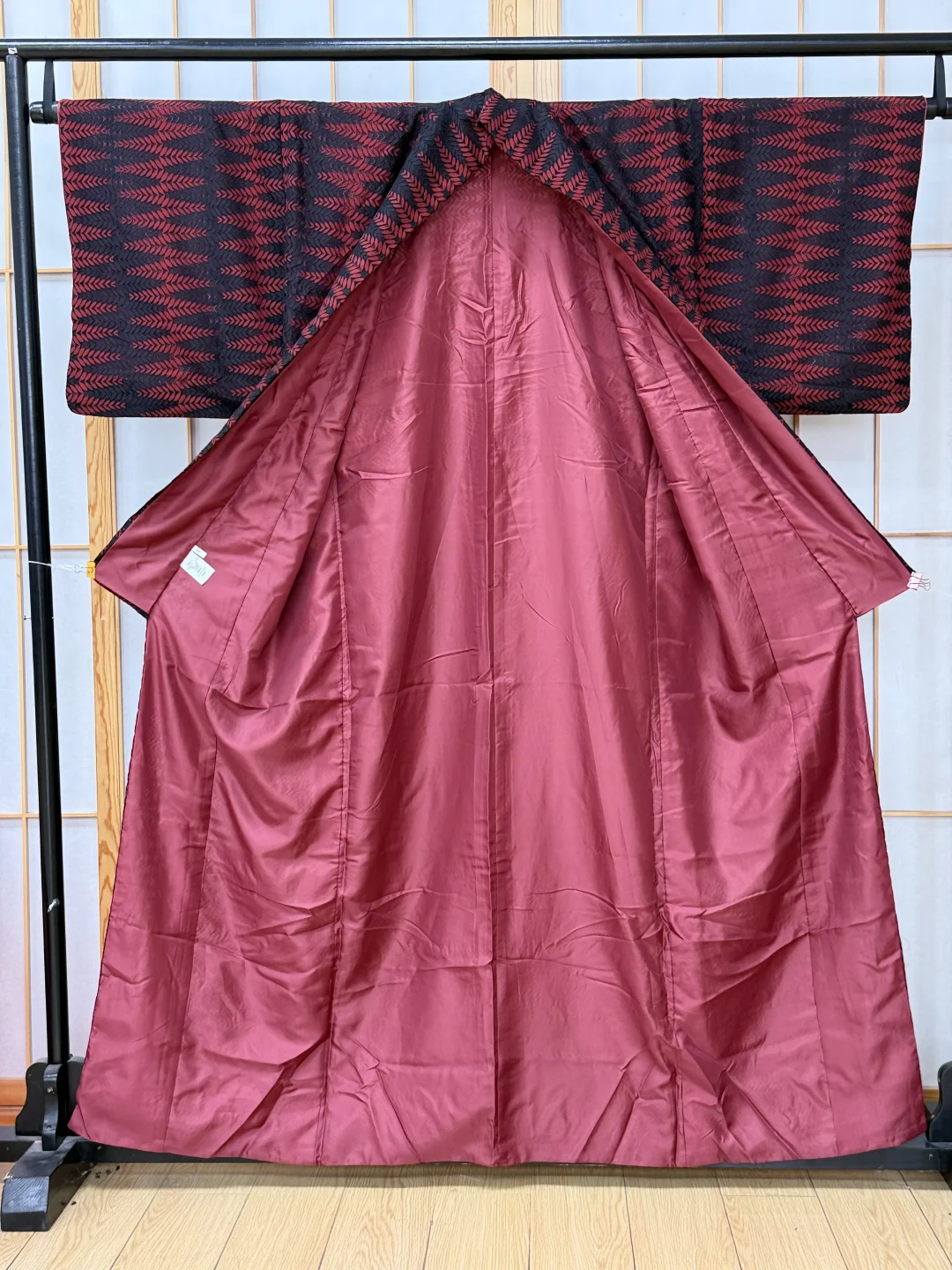 【现货】 红黑叶纹 蕾丝袷小纹和服