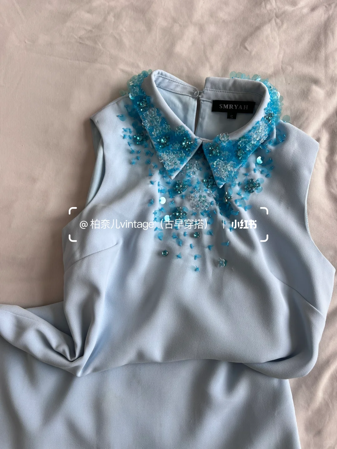 【45】🥕vintage 蓝色珍珠裙