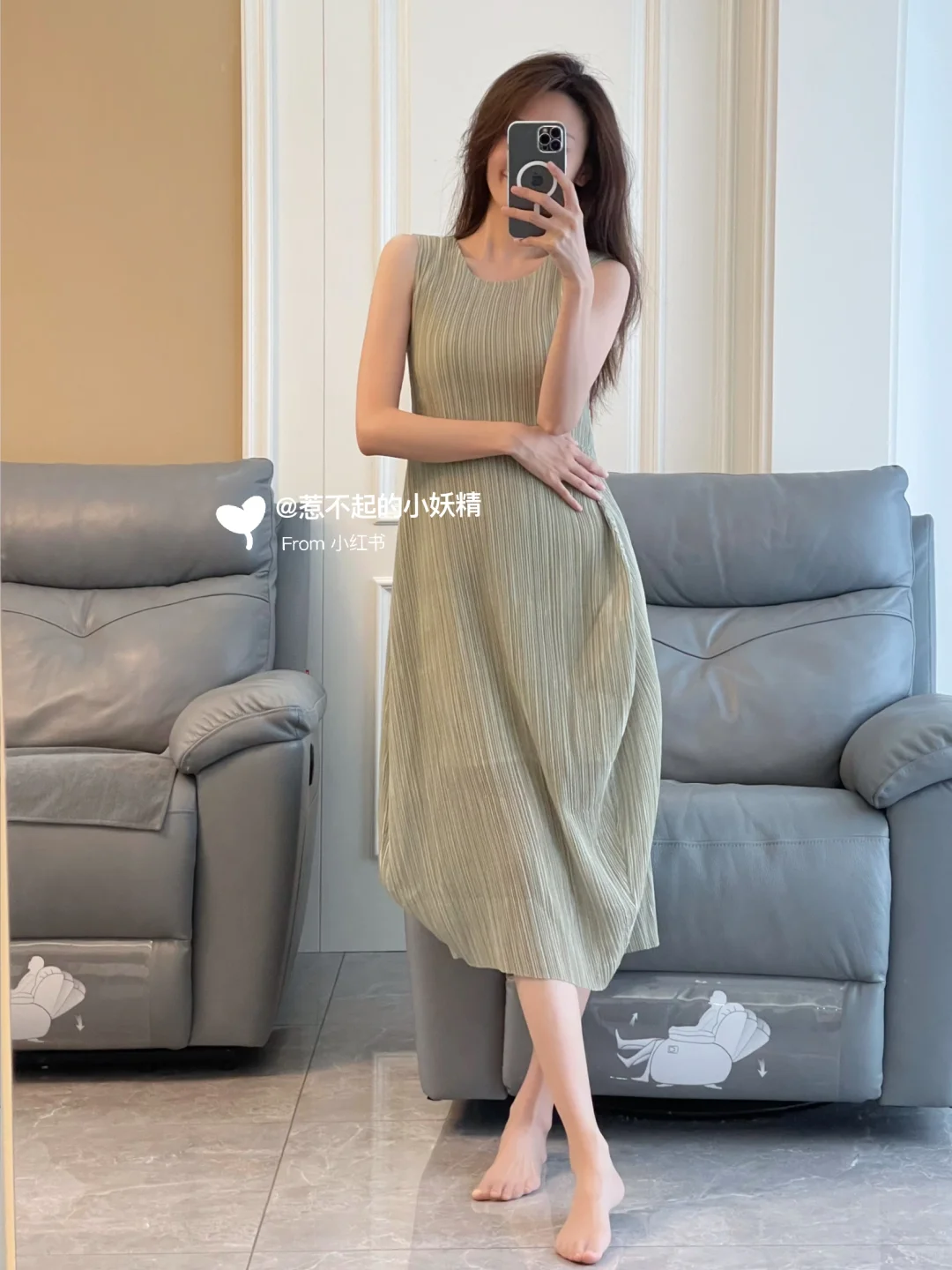 敲温柔的一条裙子绿色好好看~