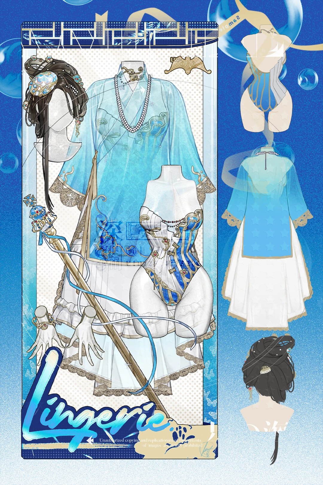 中式+西式混合元素的泳衣🌊