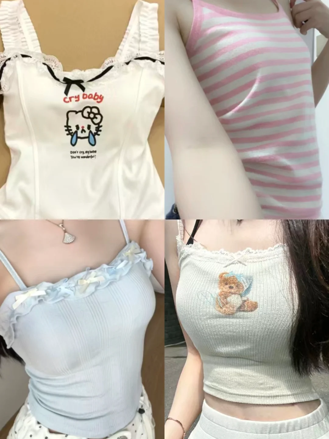 【甜心小吊带】胸垫背心+短裤两件套 ，美爆