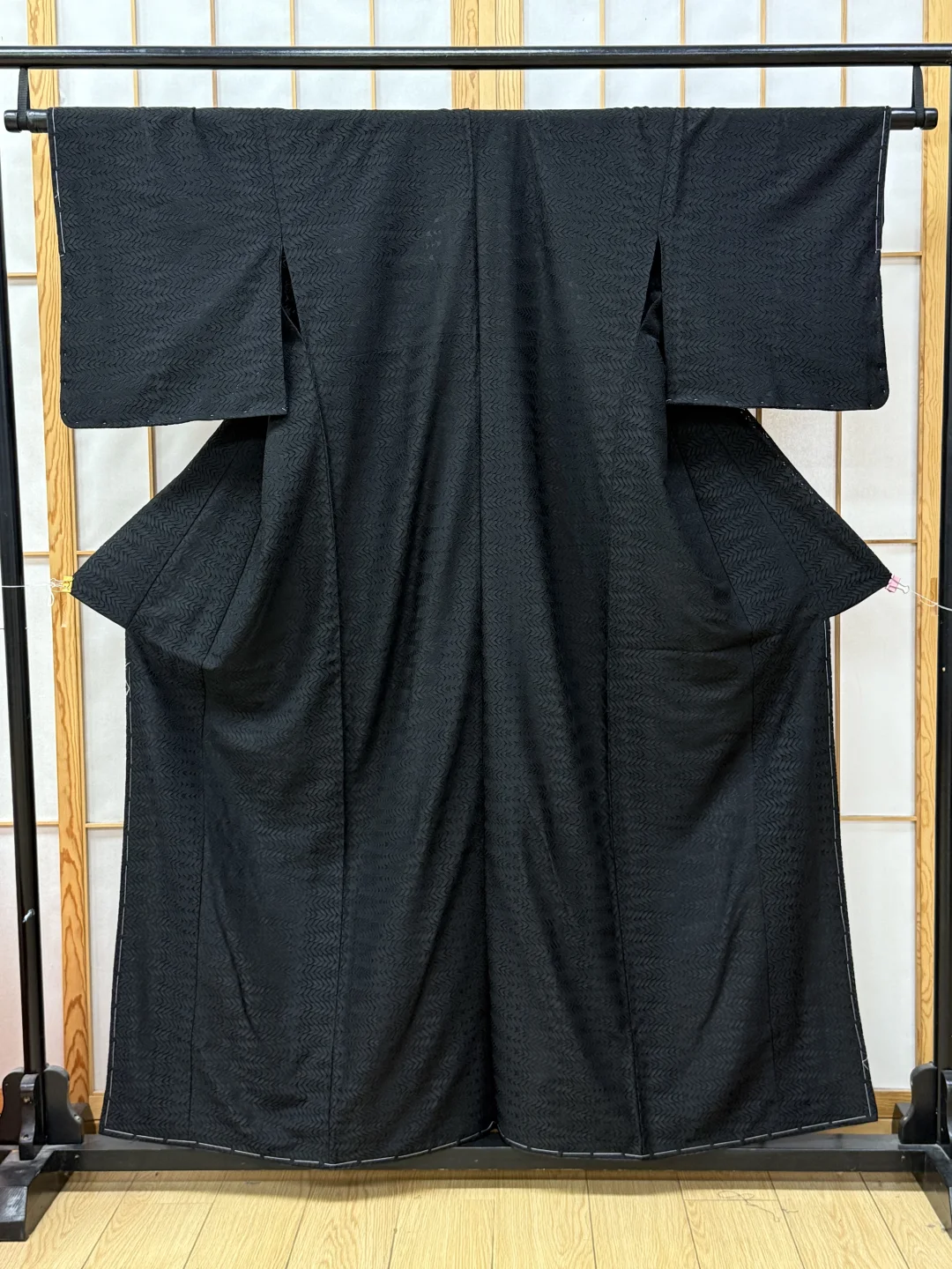 【现货】 纯黑叶纹 蕾丝袷小纹和服