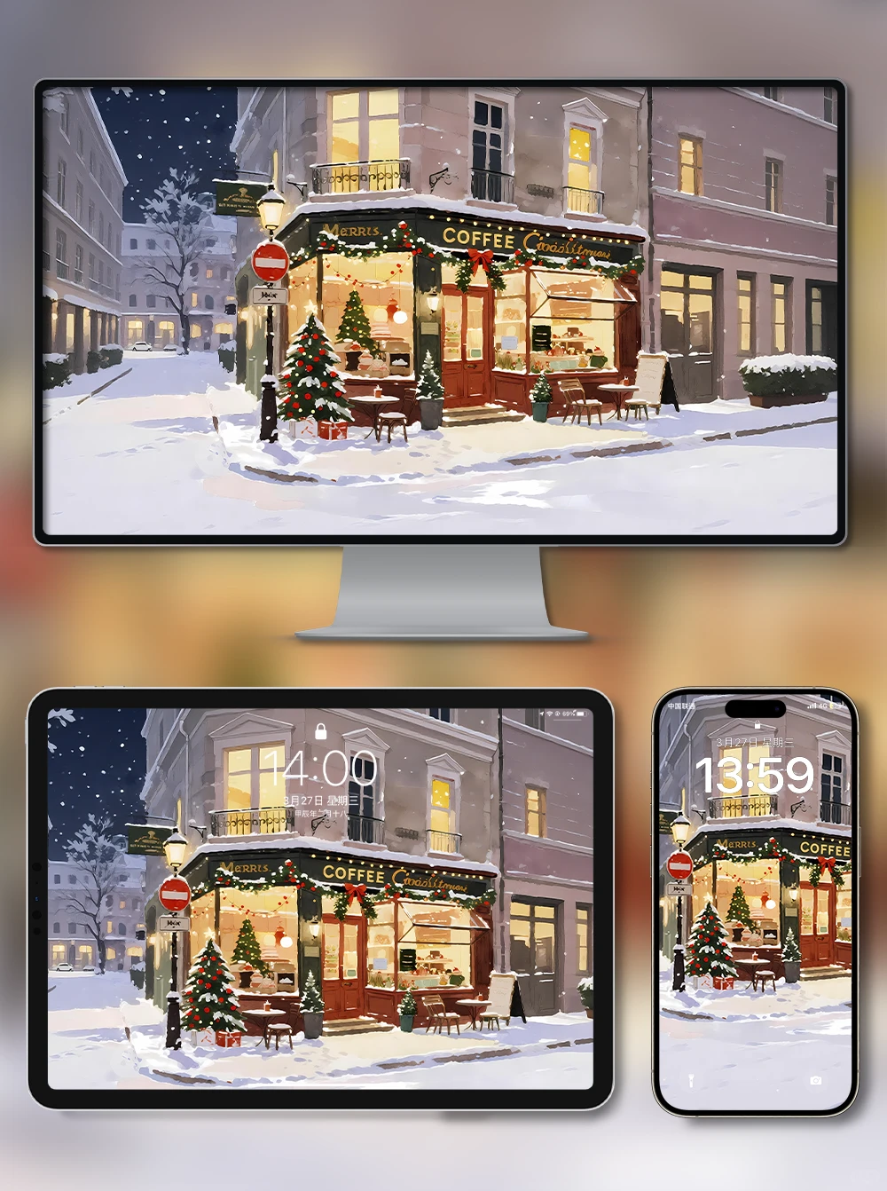 X509-圣诞街角|iPad壁纸|电脑|手机壁纸 4k