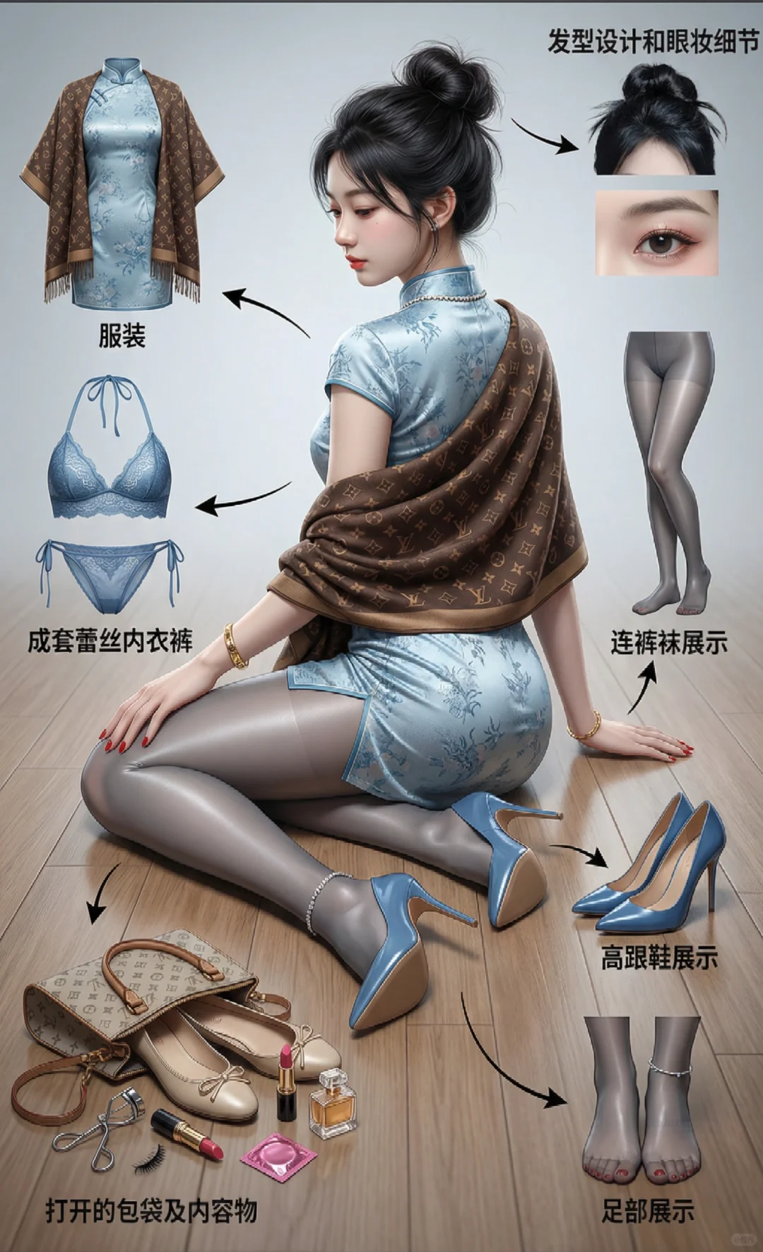 中式顶流：灰丝+旗袍的极致浪漫