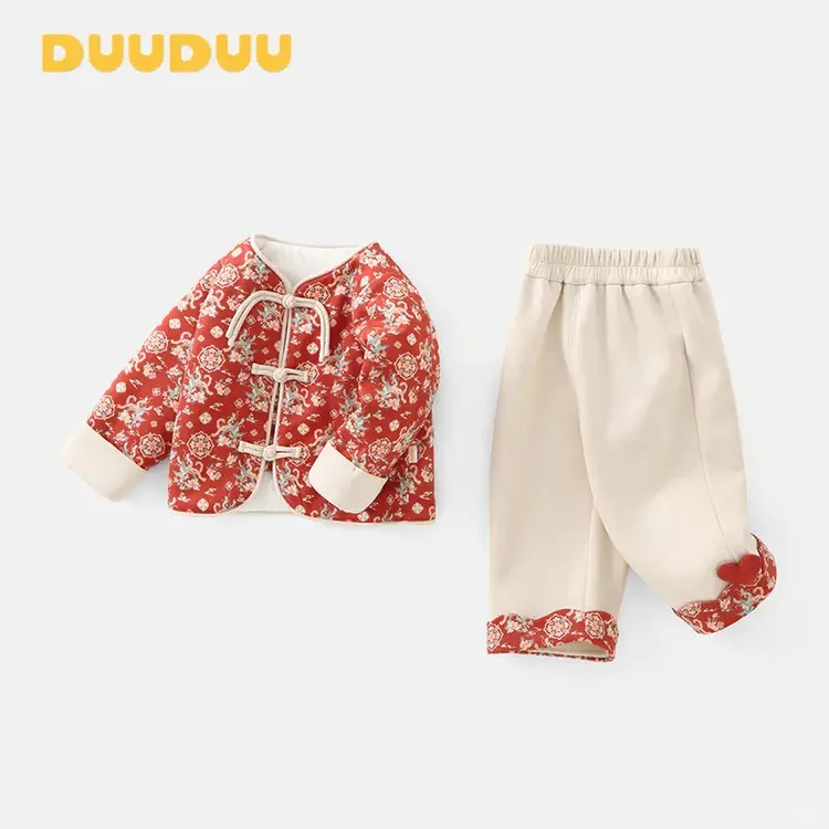 女童冬装爆款，一岁女宝夹棉分体套装🔥