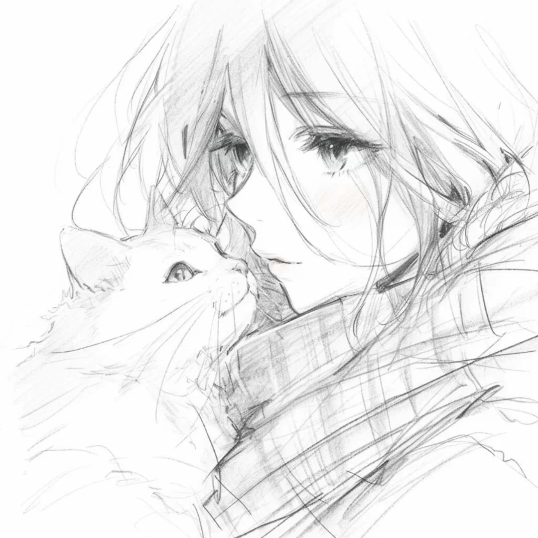 素描线稿头像呀