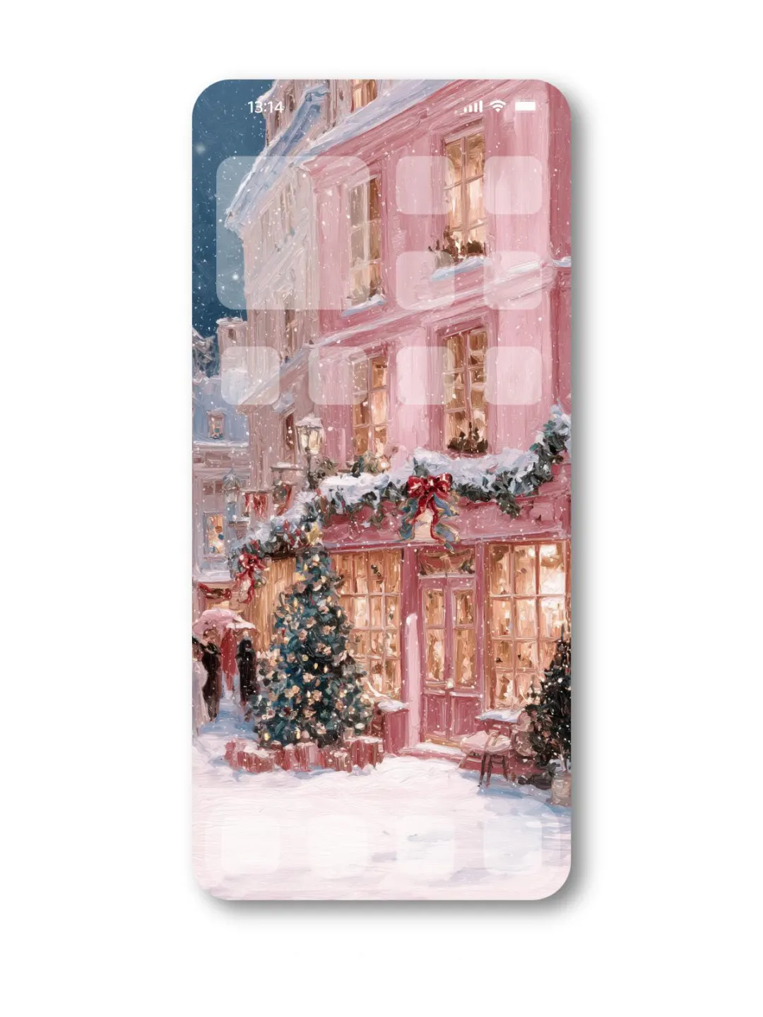 粉色冬日圣诞小镇❄️真的好喜欢这个壁纸啊