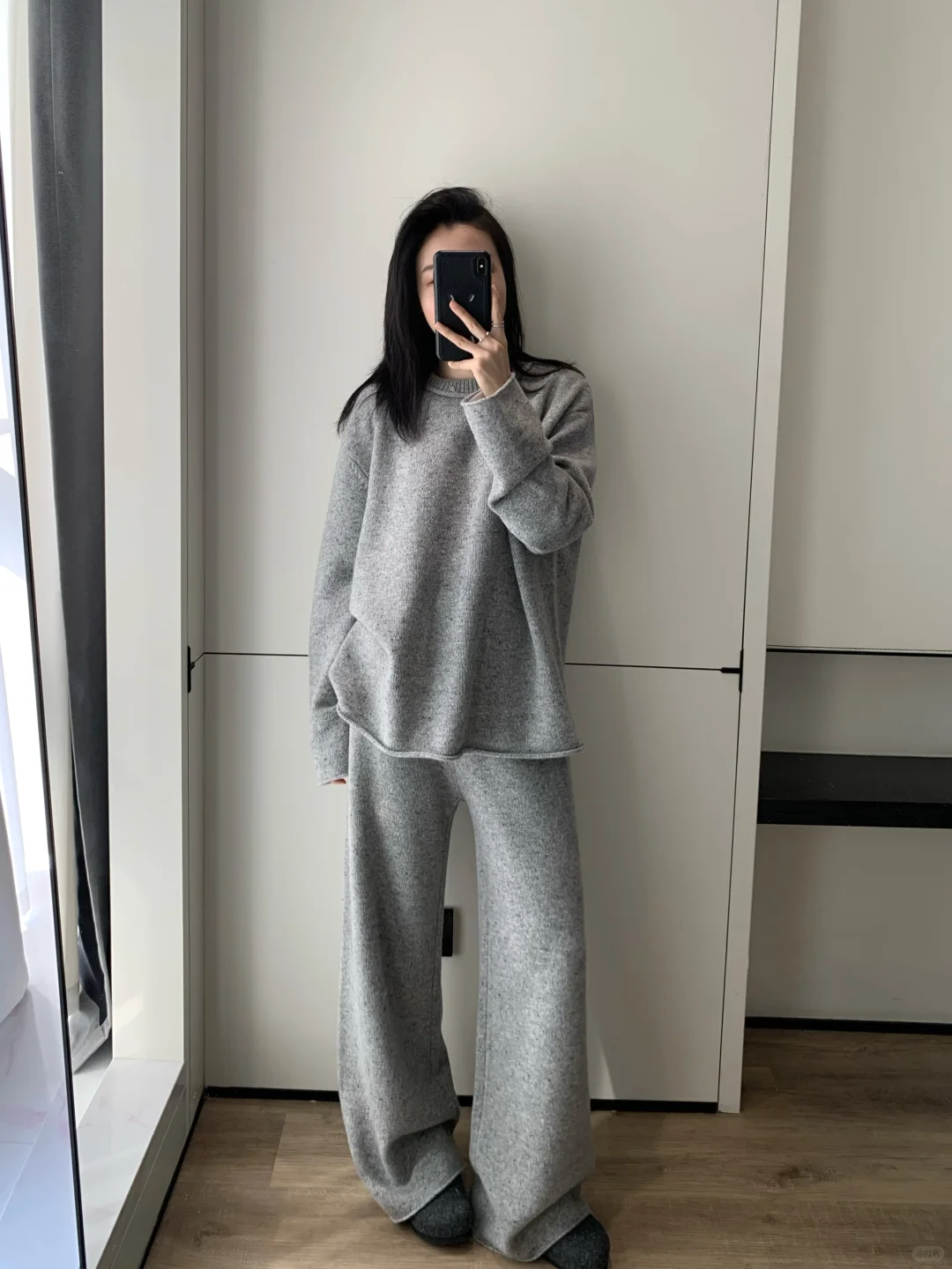 好慵懒的一套毛衣套装