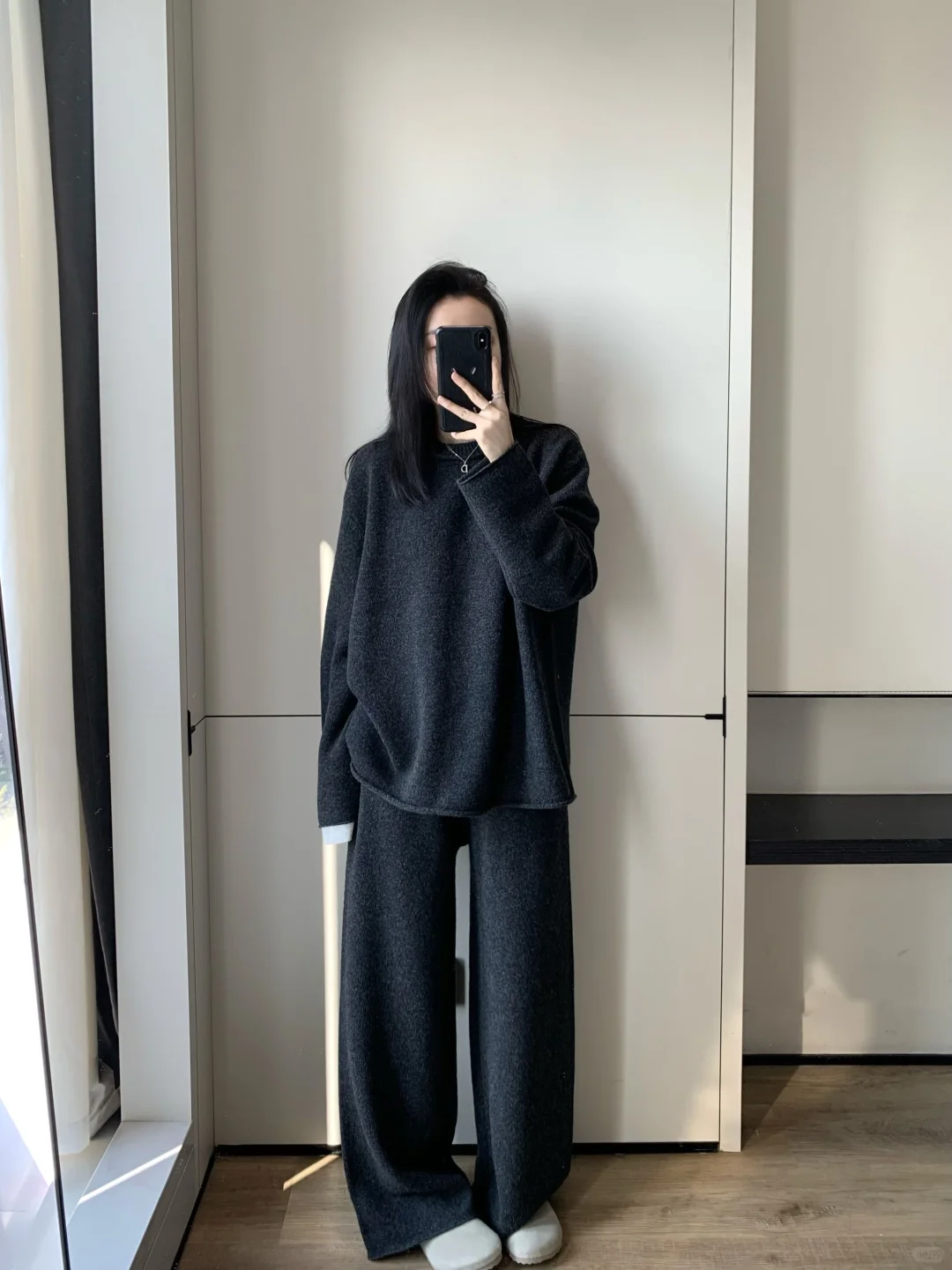 好慵懒的一套毛衣套装