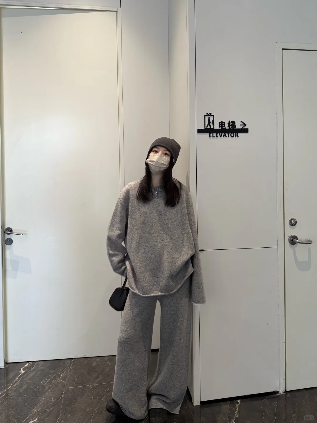 好慵懒的一套毛衣套装