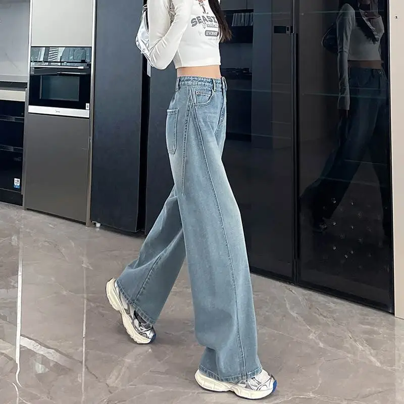 窄版阔腿牛仔裤女春秋季2025年新款高