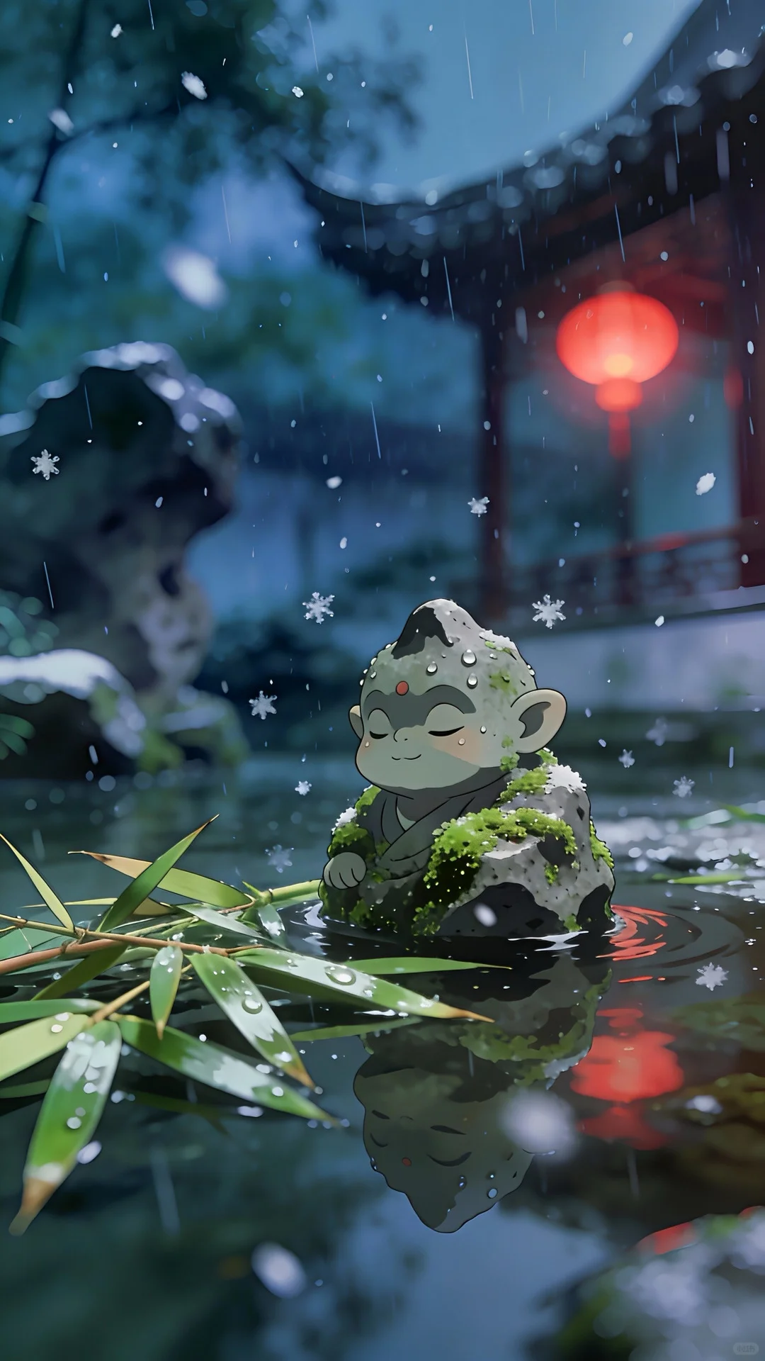 分享我做的会动的壁纸【庭院小山神】