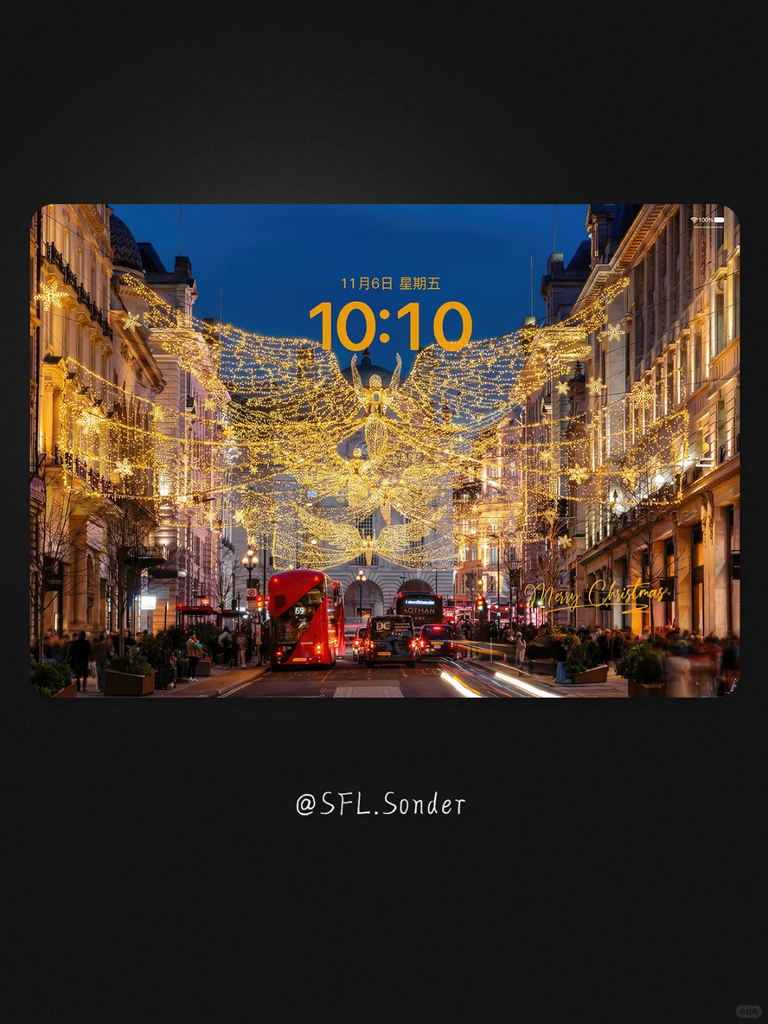 伦敦天使灯·Merry Christmas.平板壁纸