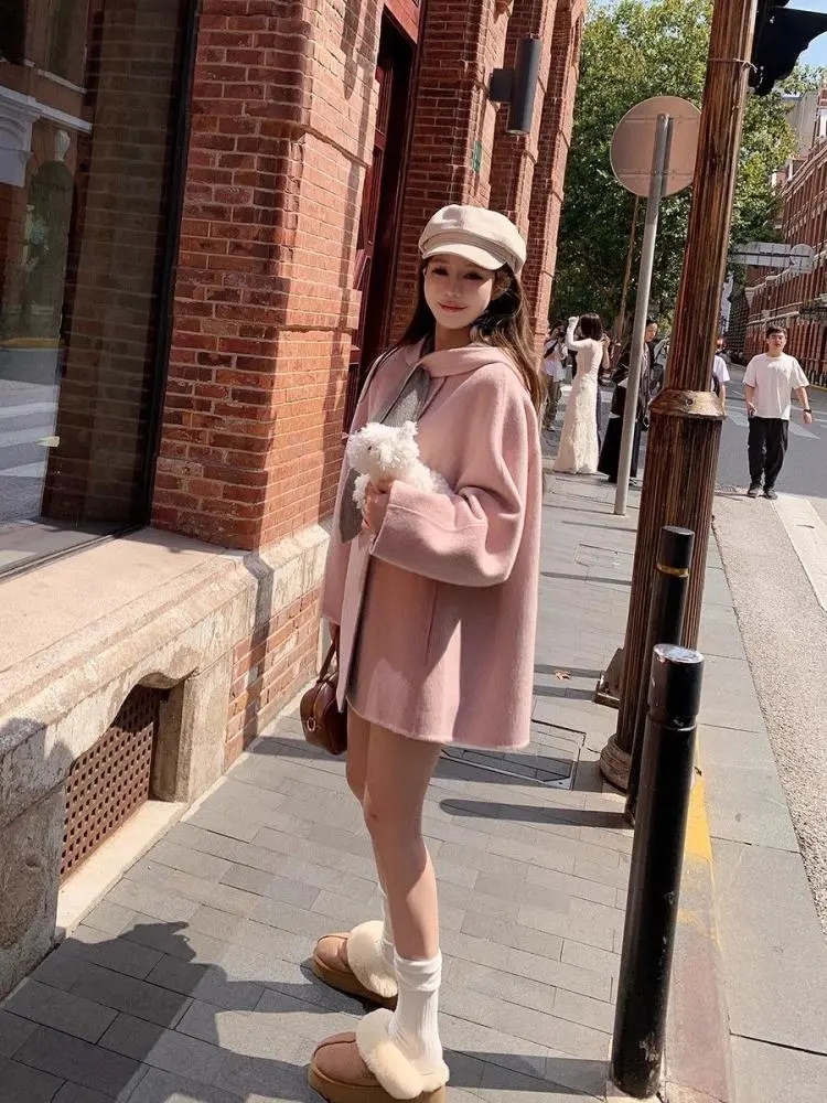 💖秋冬新款千金外穿呢子大衣女法式宽松