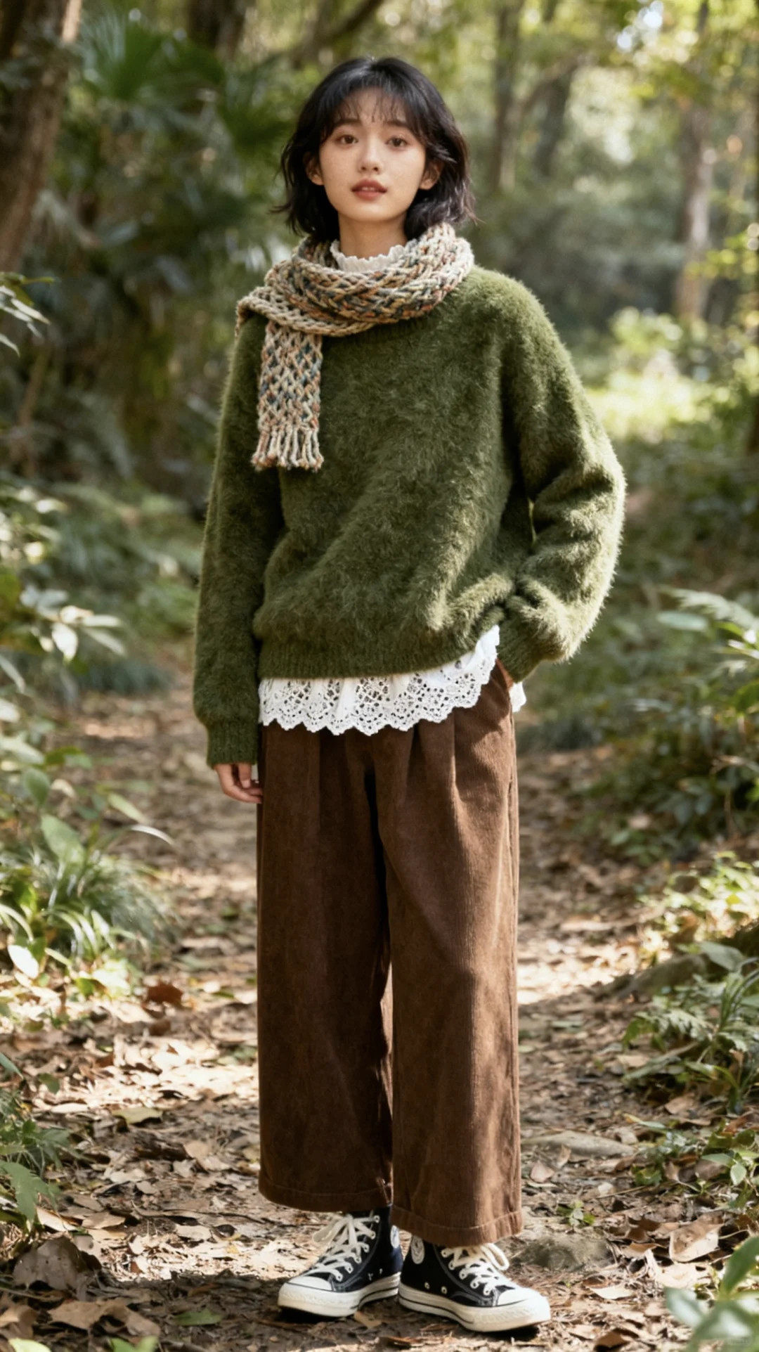 这件复古绿毛衣一上身，直接穿越回90年代！