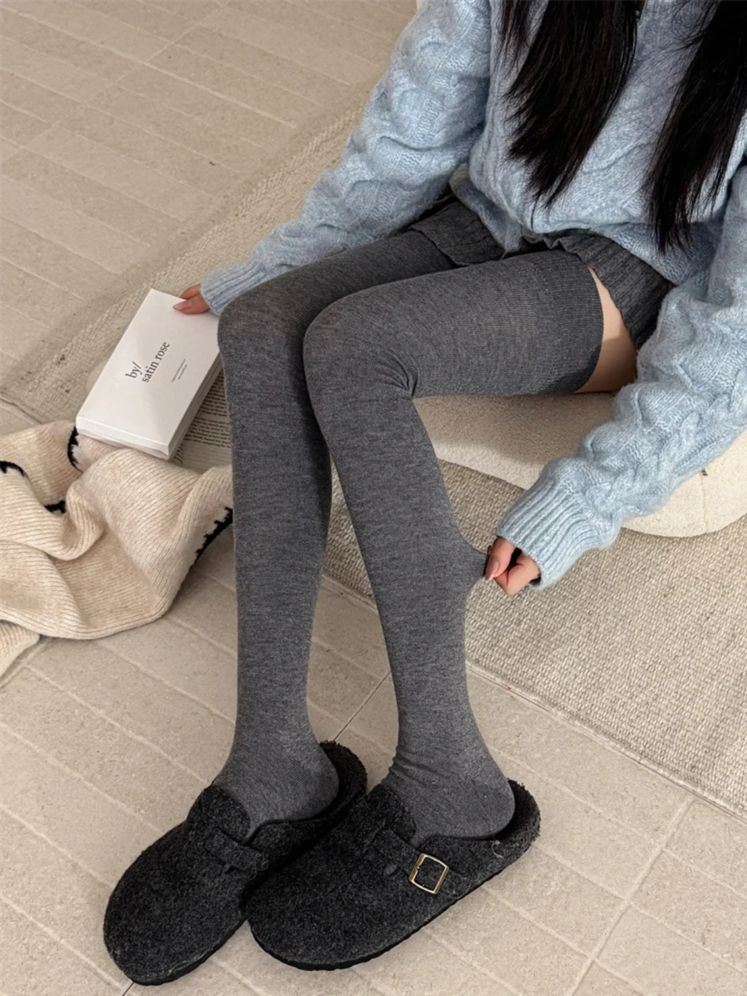 蚕丝羊毛过膝袜～