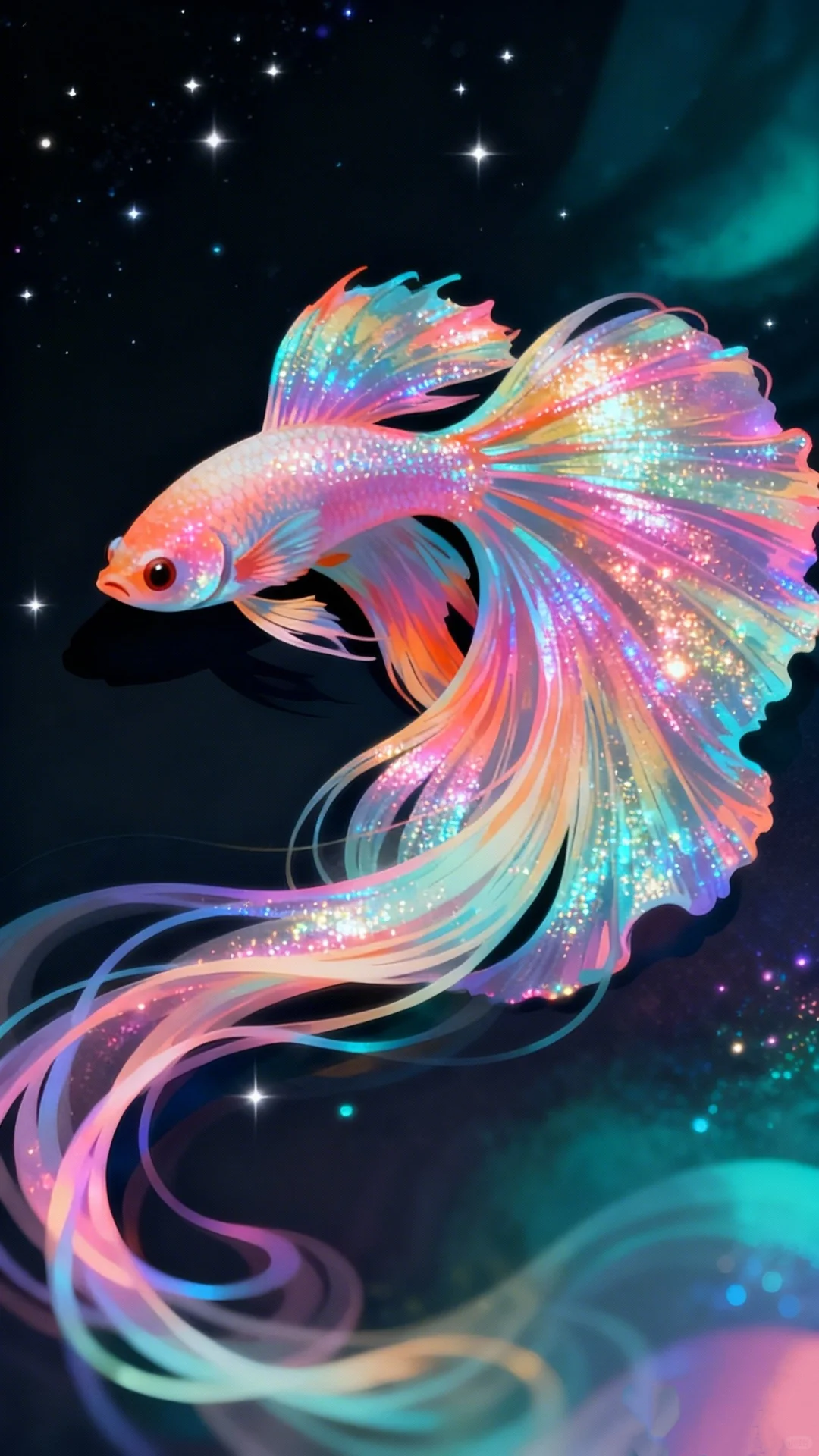 星夜游鱼，坠入银河，壁纸分享