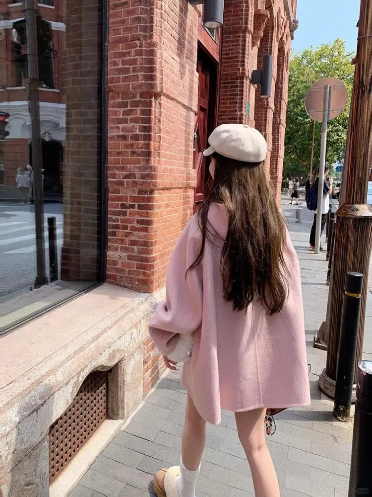 💖秋冬新款千金外穿呢子大衣女法式宽松