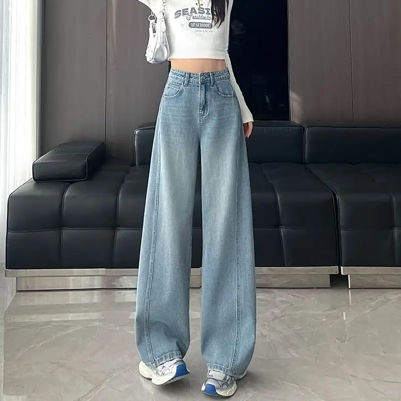 窄版阔腿牛仔裤女春秋季2025年新款高