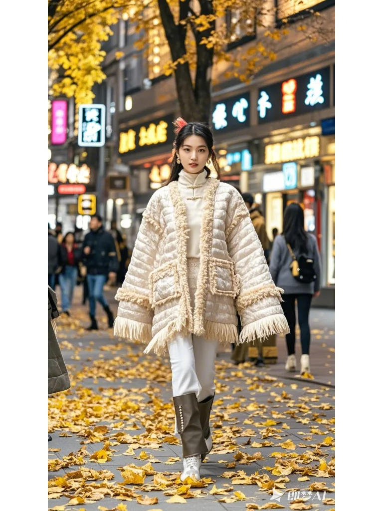 秋风中的温柔邂逅，国风外套下的浪漫情怀