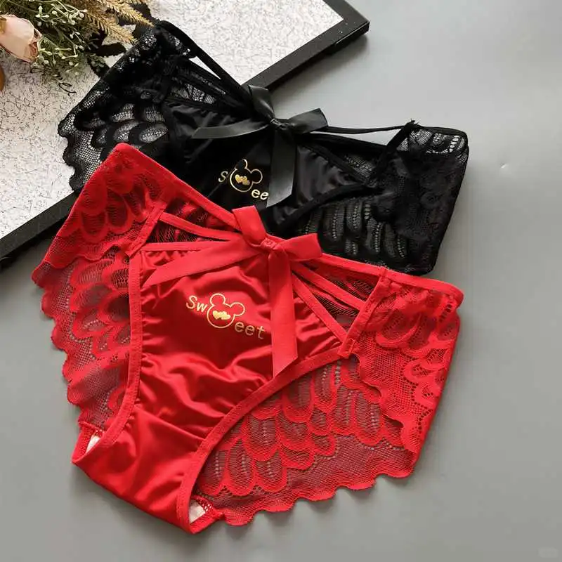 新品蕾丝甜美红色喜庆女士内裤礼盒装