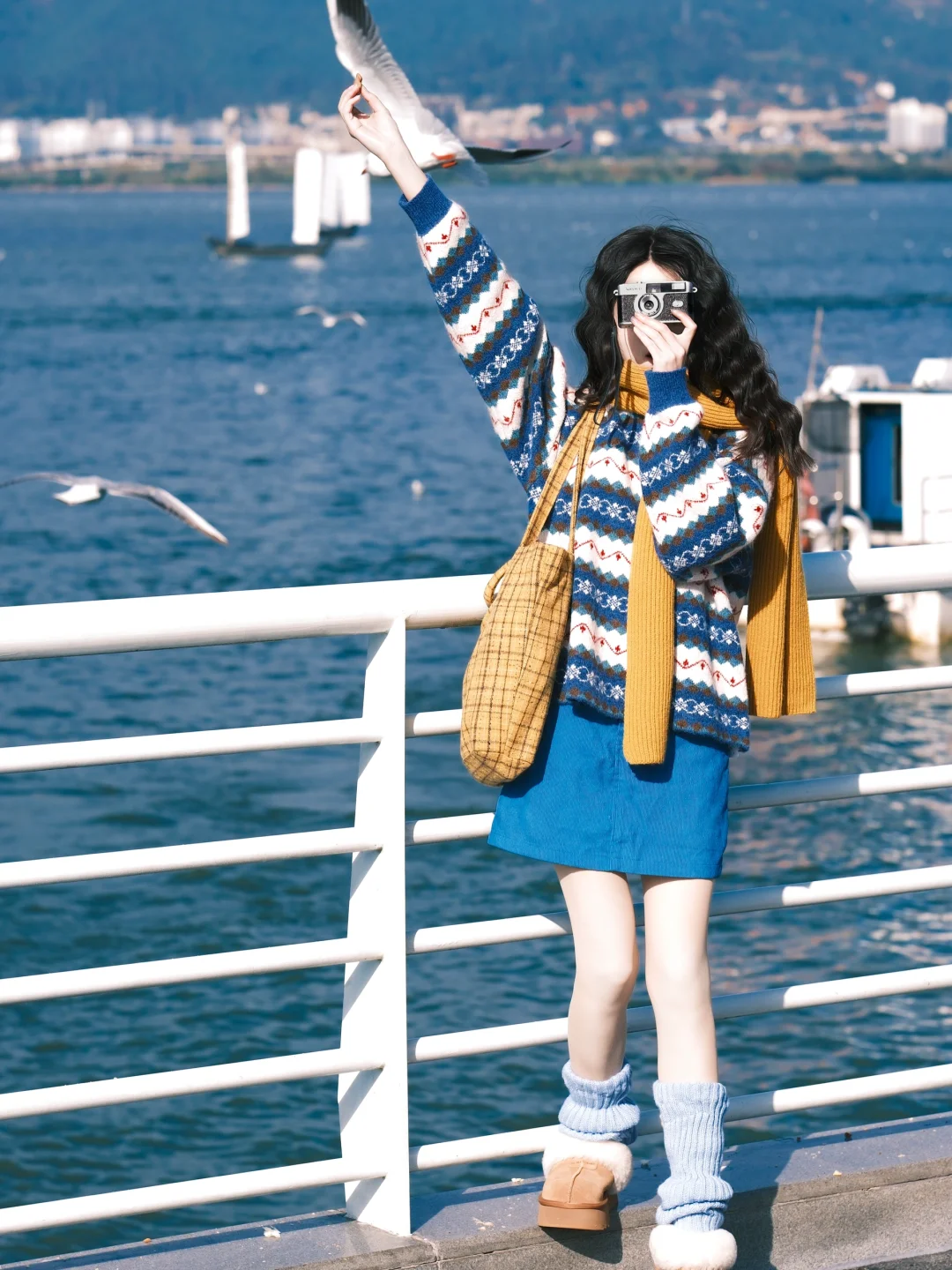 海边拍照 蓝调时刻🎞️冬天与海鸥都如约而至