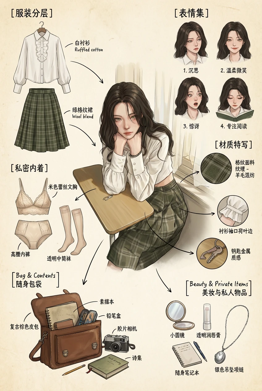 全景式角色穿搭深度概念分解图