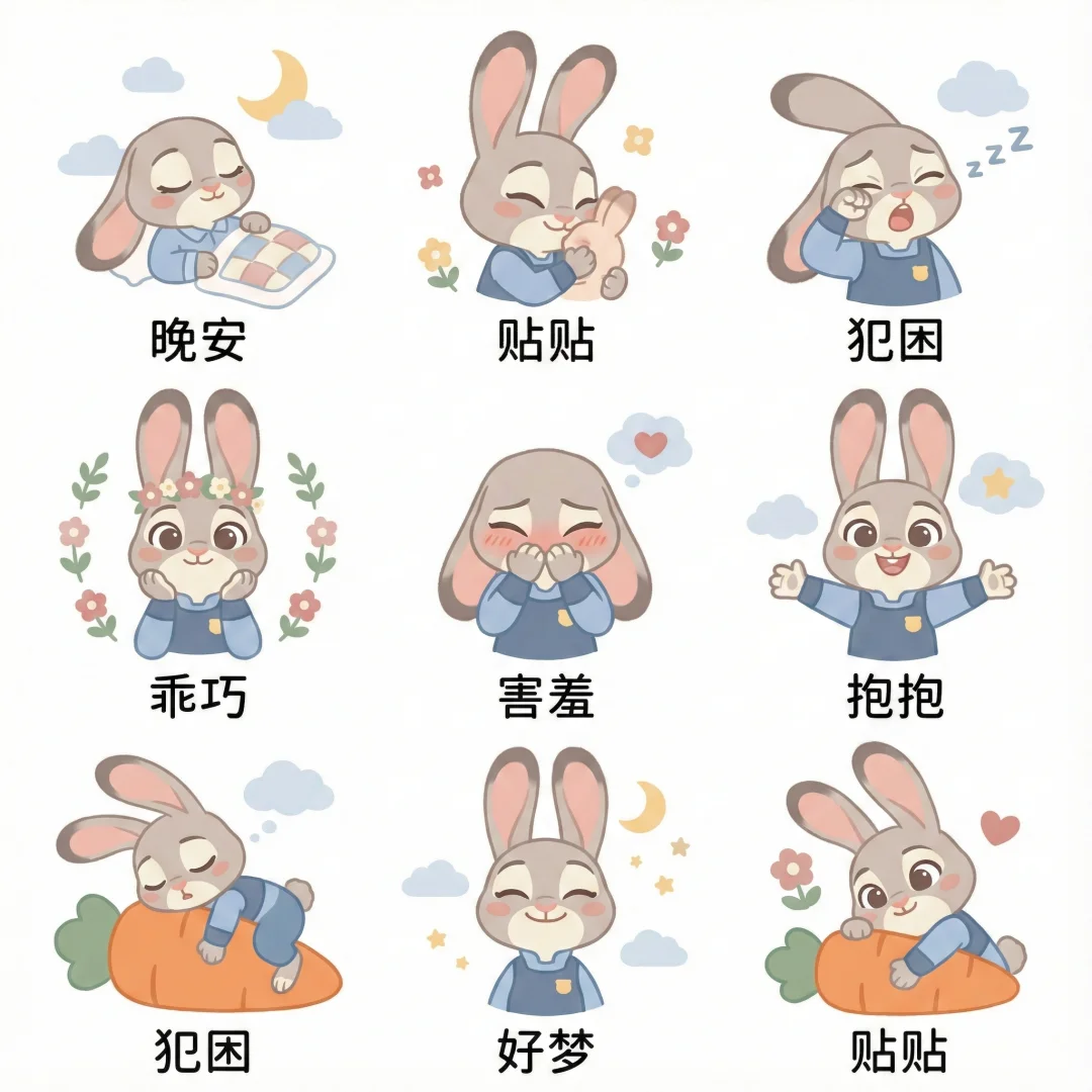 被萌晕啦💖分享9款疯狂动物城表情包~