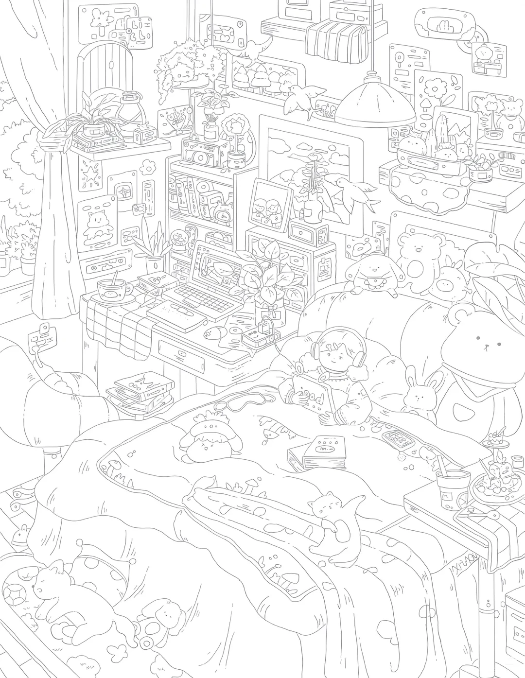 今日画画填色分享🙋摸鱼线条必备