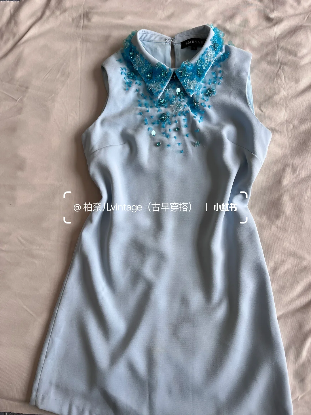 【45】🥕vintage 蓝色珍珠裙