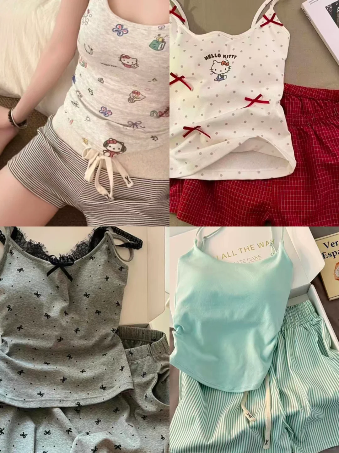 【甜心小吊带】胸垫背心+短裤两件套 ，美爆