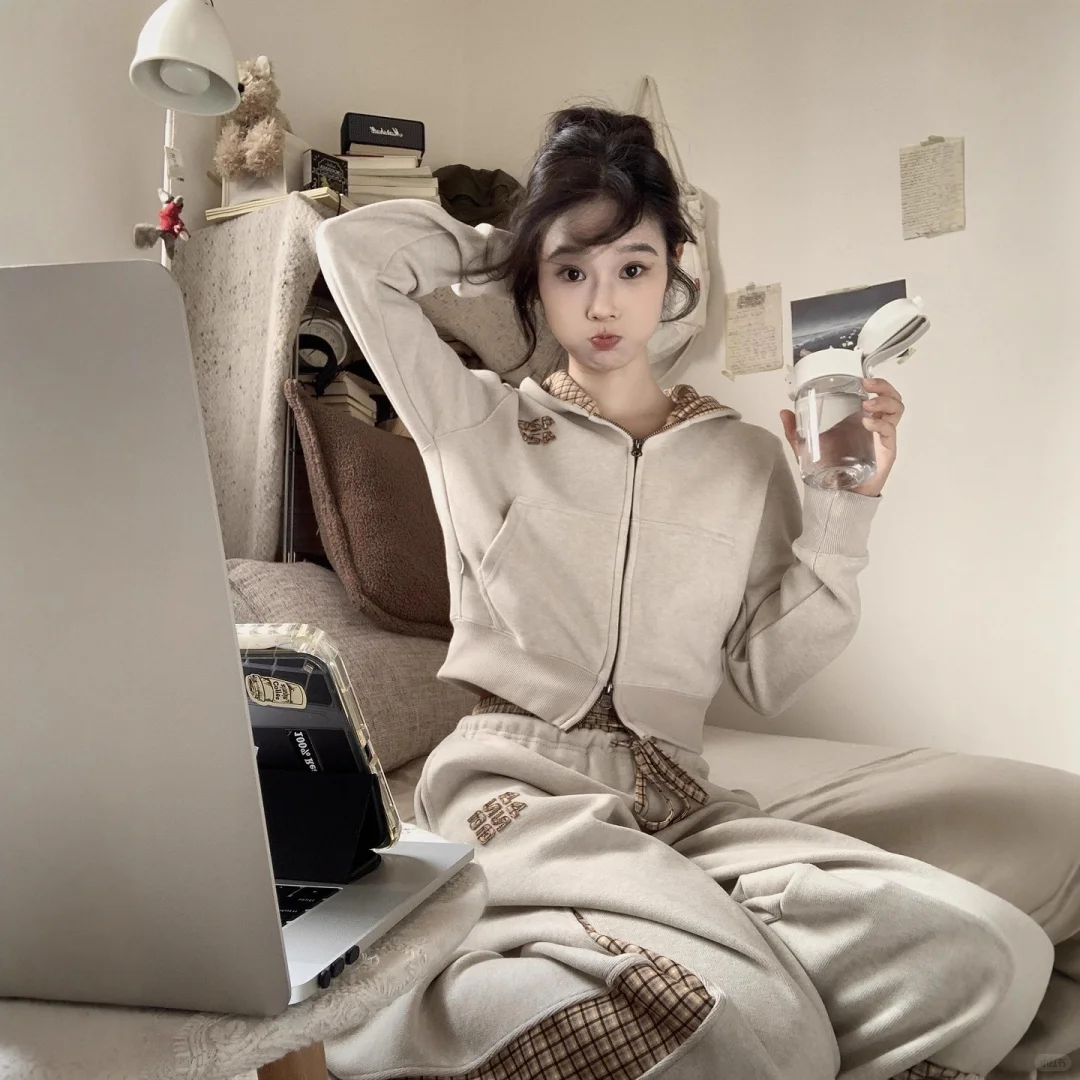 盐系运动服套装女秋季学生韩系宽松显🌈