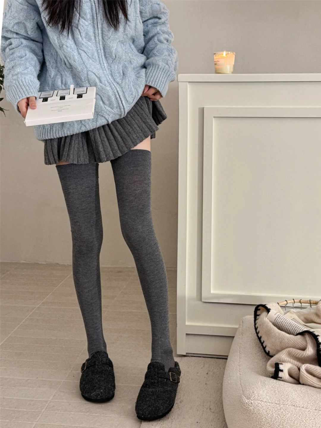 蚕丝羊毛过膝袜～