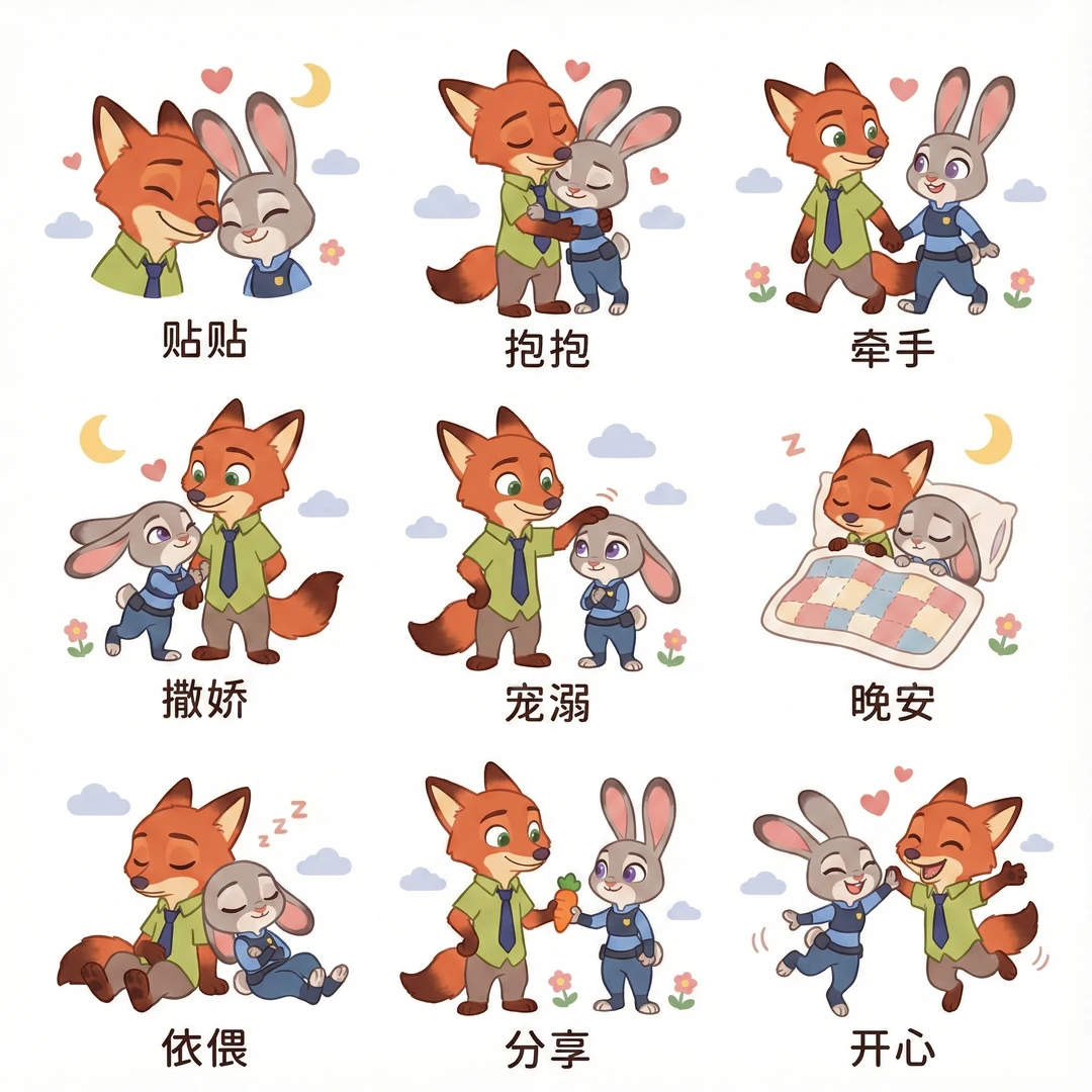 被萌晕啦💖分享9款疯狂动物城表情包~