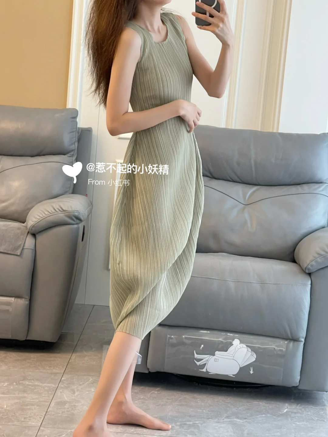 敲温柔的一条裙子绿色好好看~