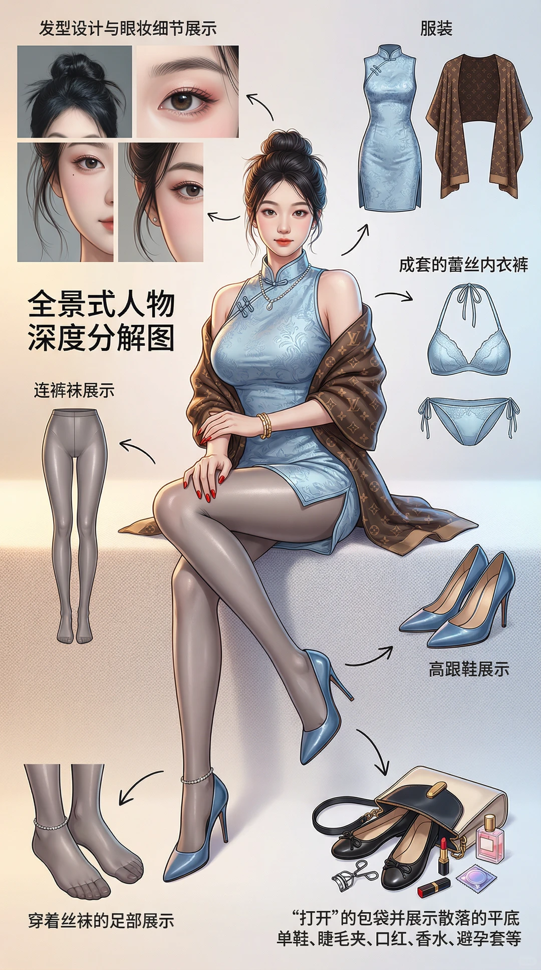 中式顶流：灰丝+旗袍的极致浪漫