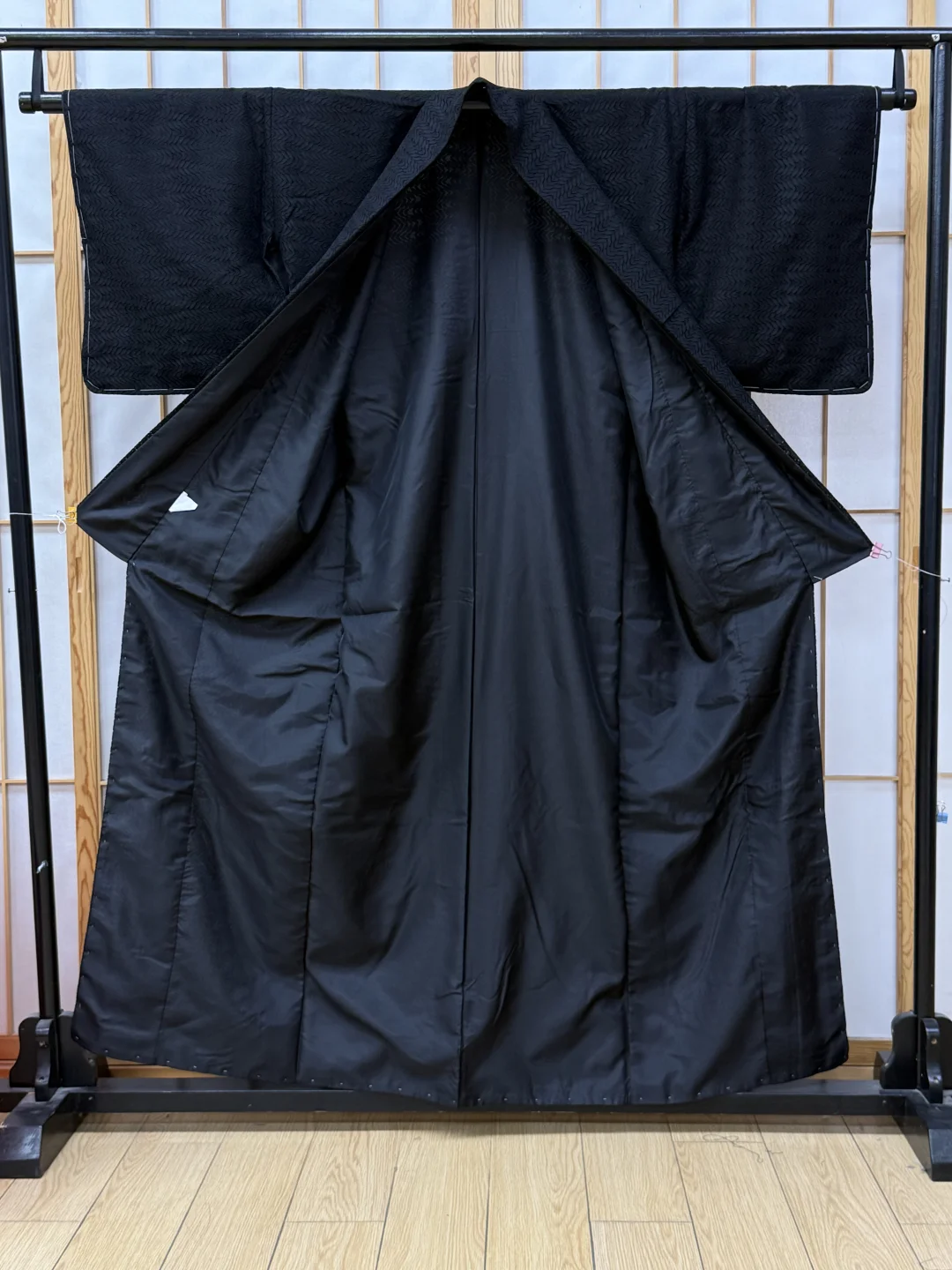 【现货】 纯黑叶纹 蕾丝袷小纹和服