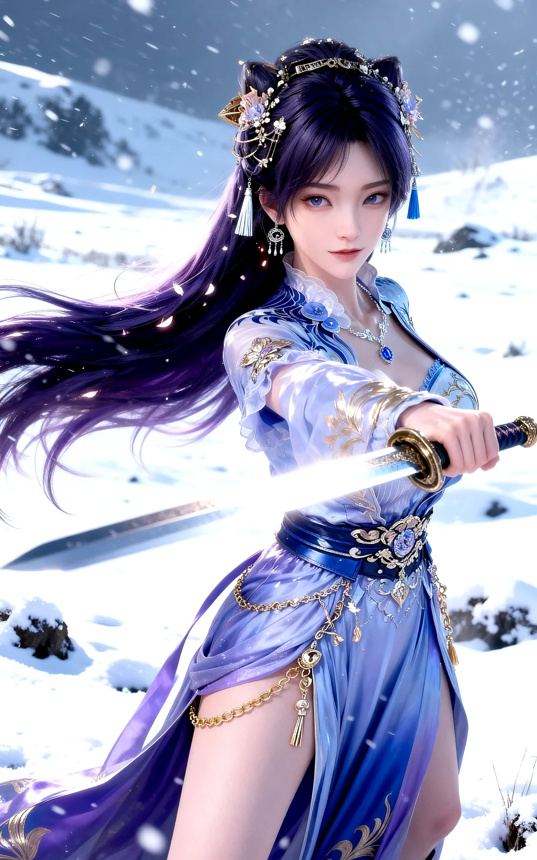 国漫女神｜姬紫月遮天手机AI二次元动漫壁纸