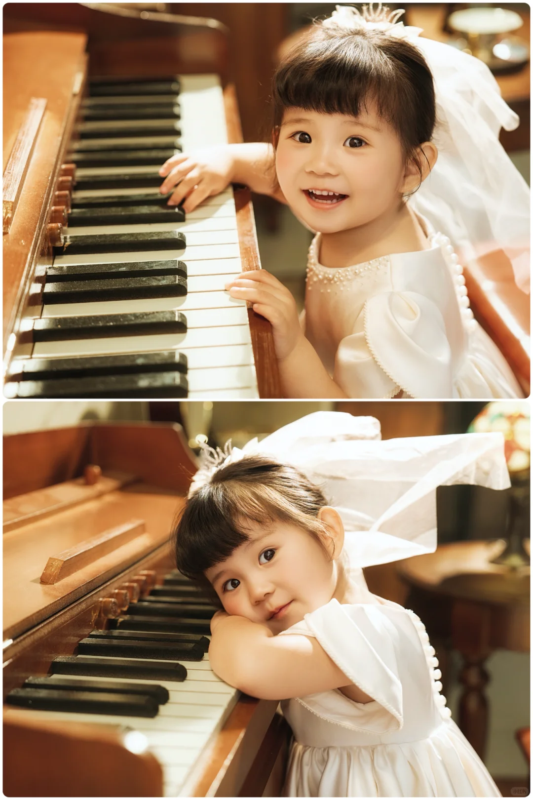 复古小婚纱💫女儿的法式复古写真太有氛围了