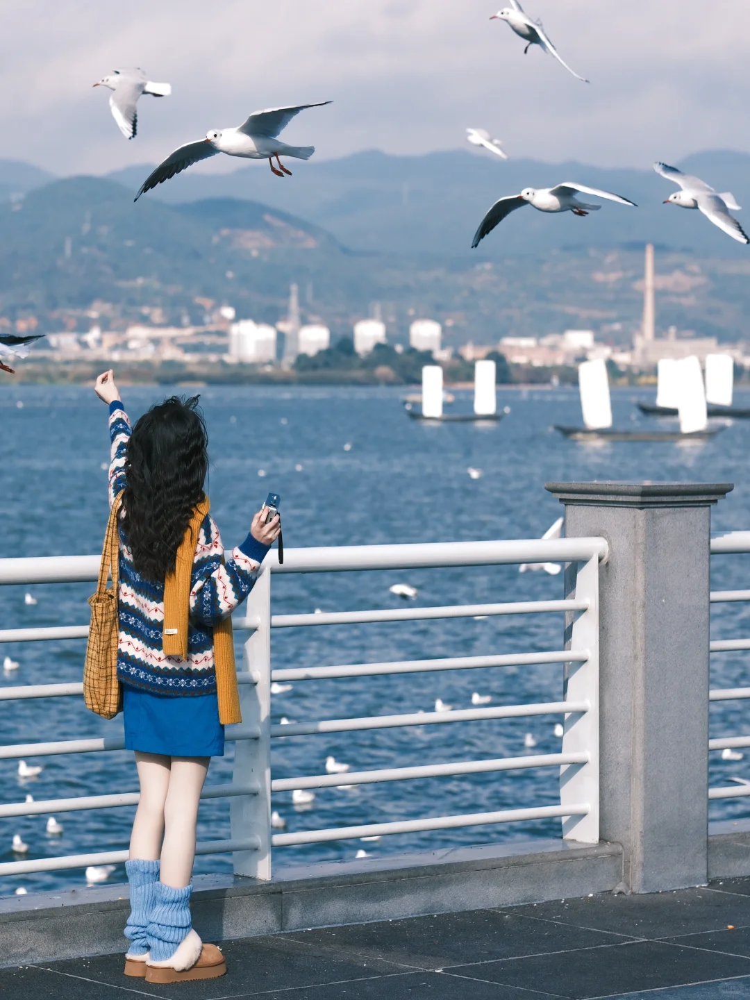 海边拍照 蓝调时刻🎞️冬天与海鸥都如约而至