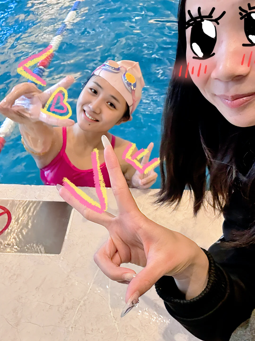 试试游泳和教练这么拍～