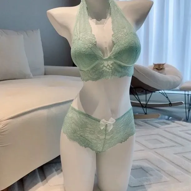 薄荷绿蝴蝶结项圈、胸衣、小吊带～