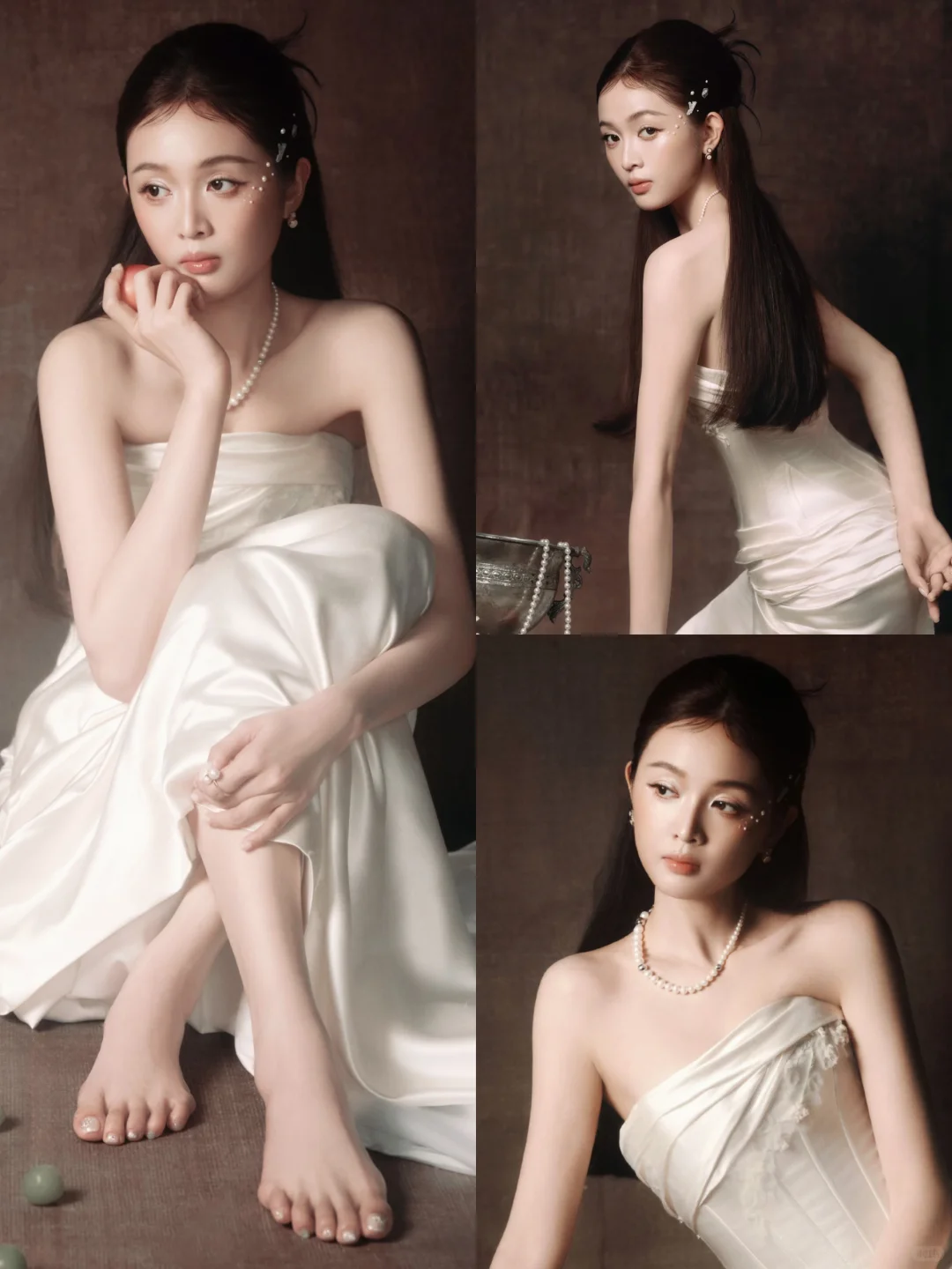 吴宣仪尖叫之夜珍珠抹胸白裙✨纯欲白月光