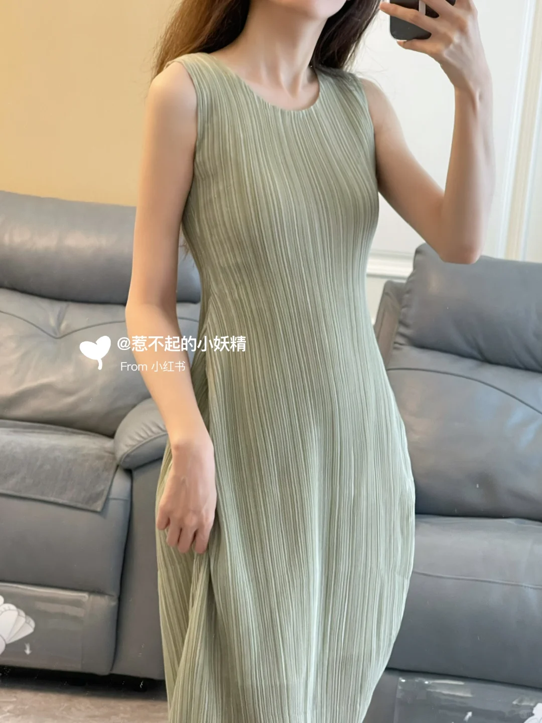 敲温柔的一条裙子绿色好好看~