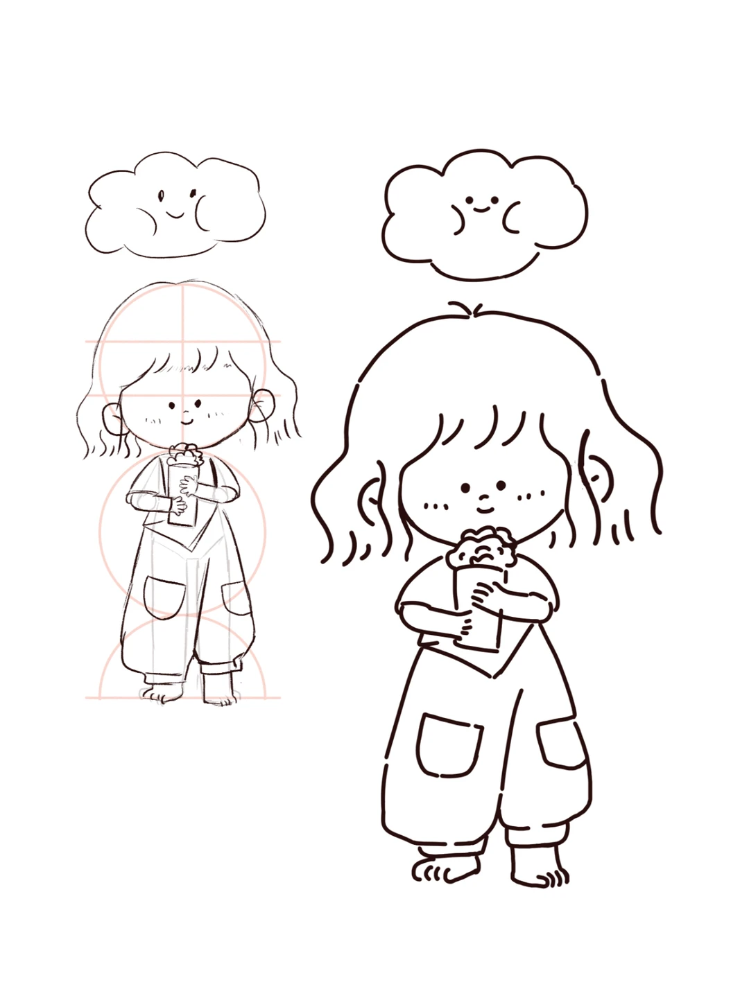 线条风全身-小女孩