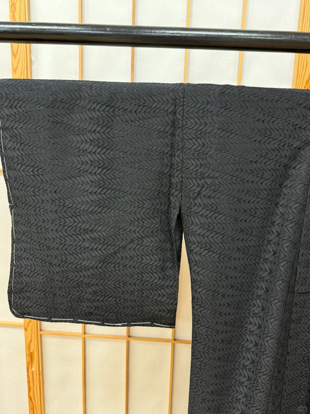 【现货】 纯黑叶纹 蕾丝袷小纹和服