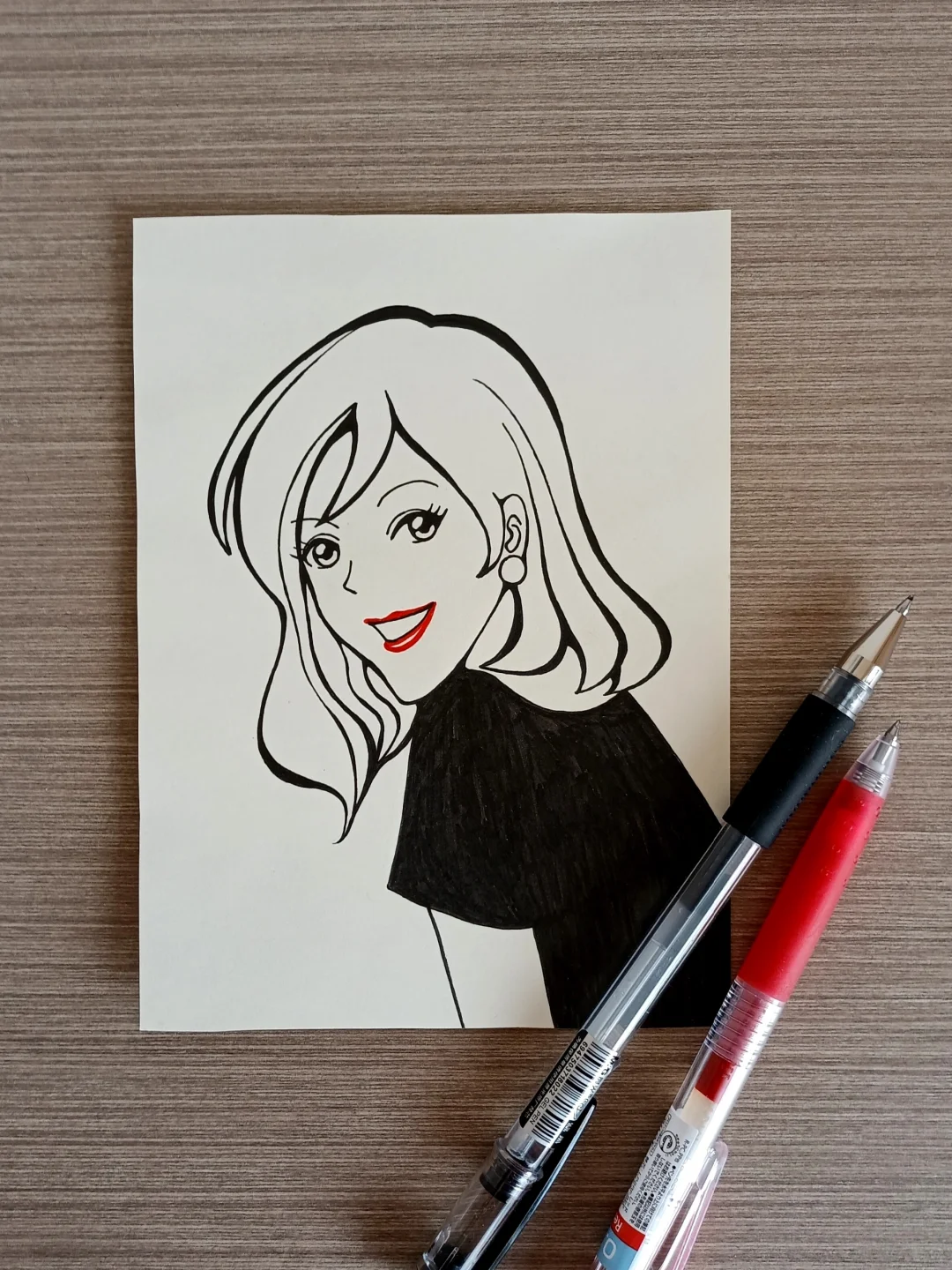女生发型练习黑白线条手绘打卡#1